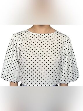 Polka Dot Crop Top - White with Black Dots